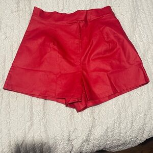 High Waisted Faux Leather Shorts